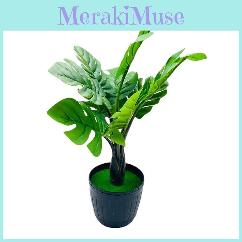 Leaf Taro Simulation Monstera Deliciosa Artificial Plant Bonsai Decor Indoor