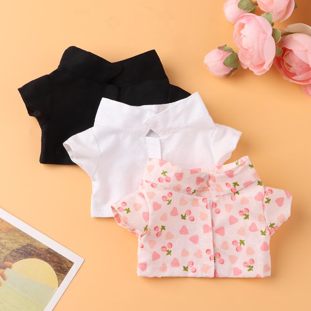 20CM Doll Shirt Pants Black/White/Flower Pattern Cute Mini Collar Coat Fashion Cotton Doll Clothes American Doll Accessories