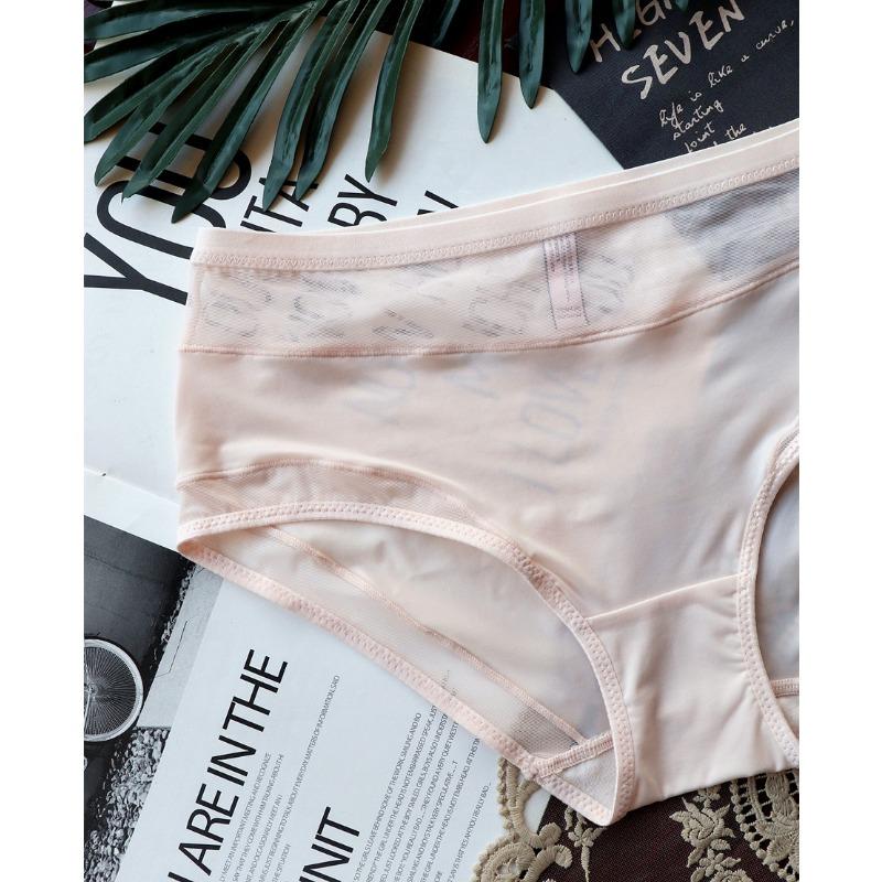 Large Hollow Briefs Mesh Mesh Mid Waist Women's Underwear Women's Ice Knickers Silk Lifting Buttocks Comfortable Women's Triangle Panties