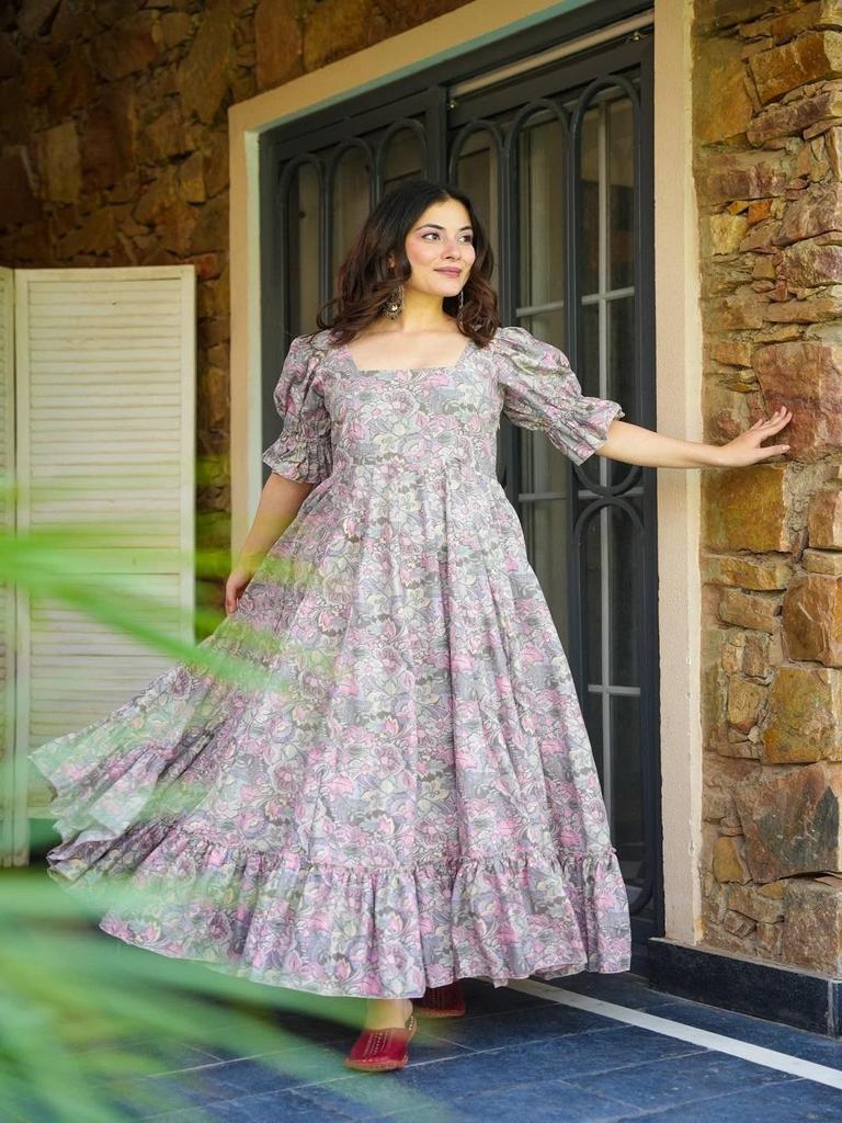Women Floral Maxi Dress – Elegant Long Ethnic Party & Casual Wear Dress