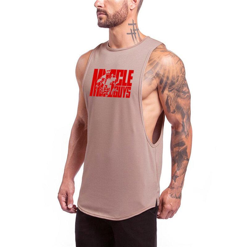 Muscleguys Men's Fitness Vest Men Muscle Sleeveless Cotton Sports Tank Top Bodybuilding Clothing Gym Tank top