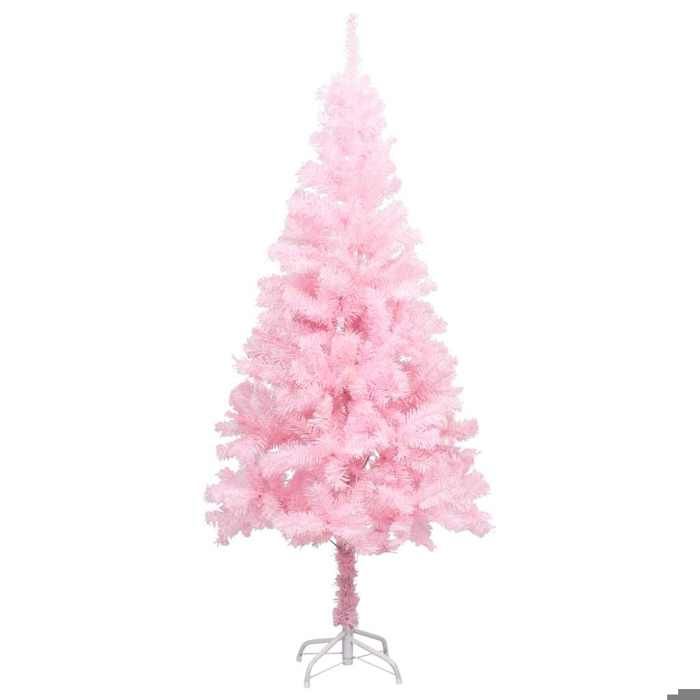 Maison Exclusive - Arbre de Noël artificiel pré-éclairé et boules rose 150 cm PVC