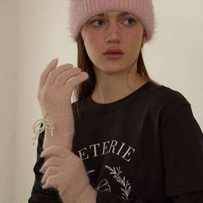 Leterie ANGORA RIBBON GLOVES_PINK