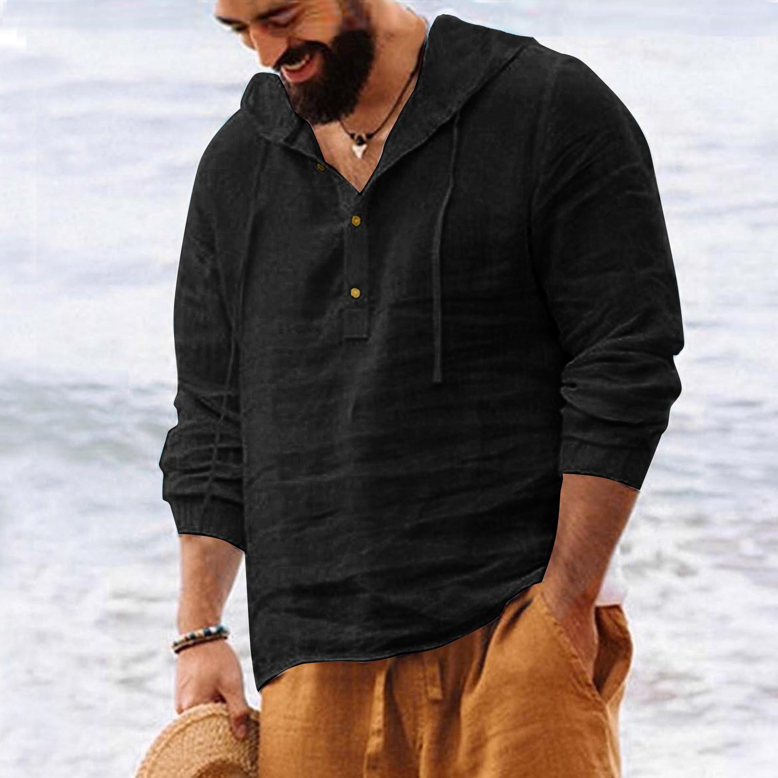 

Дизайнерская мужская повседневная хлопково-льняная однотонная толстовка с длинным рукавом на весну и лето, свободная толстовка с воротником-стойкой XXL чёрный