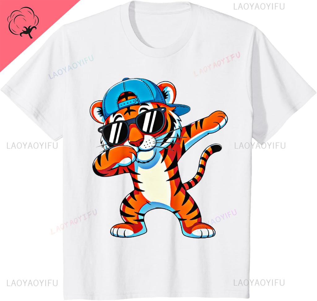 Cute Dabbing Tiger Kids Men Toddler Boys Animal Wildcats TShirt Breathable and Comfortable Summer Cotton Tops Camiseta