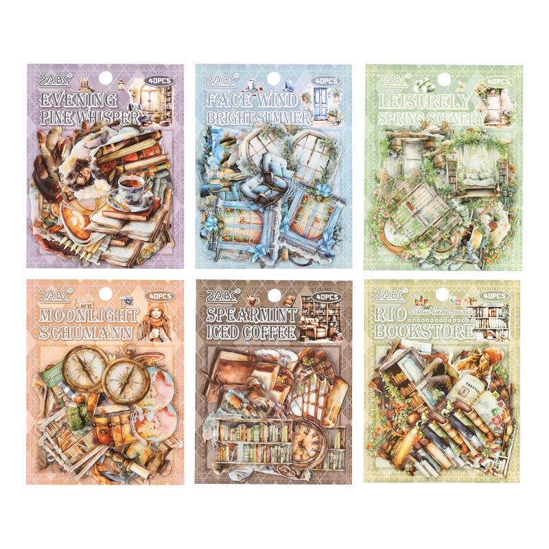 40 pcs Vintage INS Stickers pack Adhesive Diy Scrapbooking Diary Album Planner handmade Junk Journal Supplies