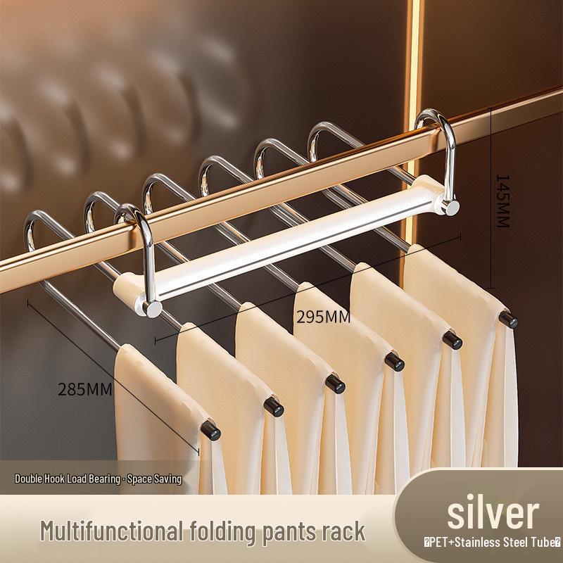 Multi-functional Non-slip Folding Pants Rack with Clips for Wardrobe Storage