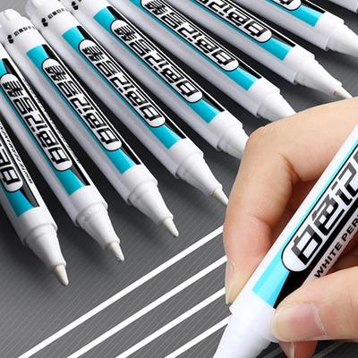 White Marker Oily Fine Tip Courier Waterproof Non-Fading Advertising Greeting Card Tire Glass Highlighter Pen Can Not Be Erased