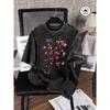 Tokyo Harajuku Cherry Blossom Print Washed T-Shirts Women Cotton Casual T Shirt Y2K Summer Short Sleeves Oversize Tops