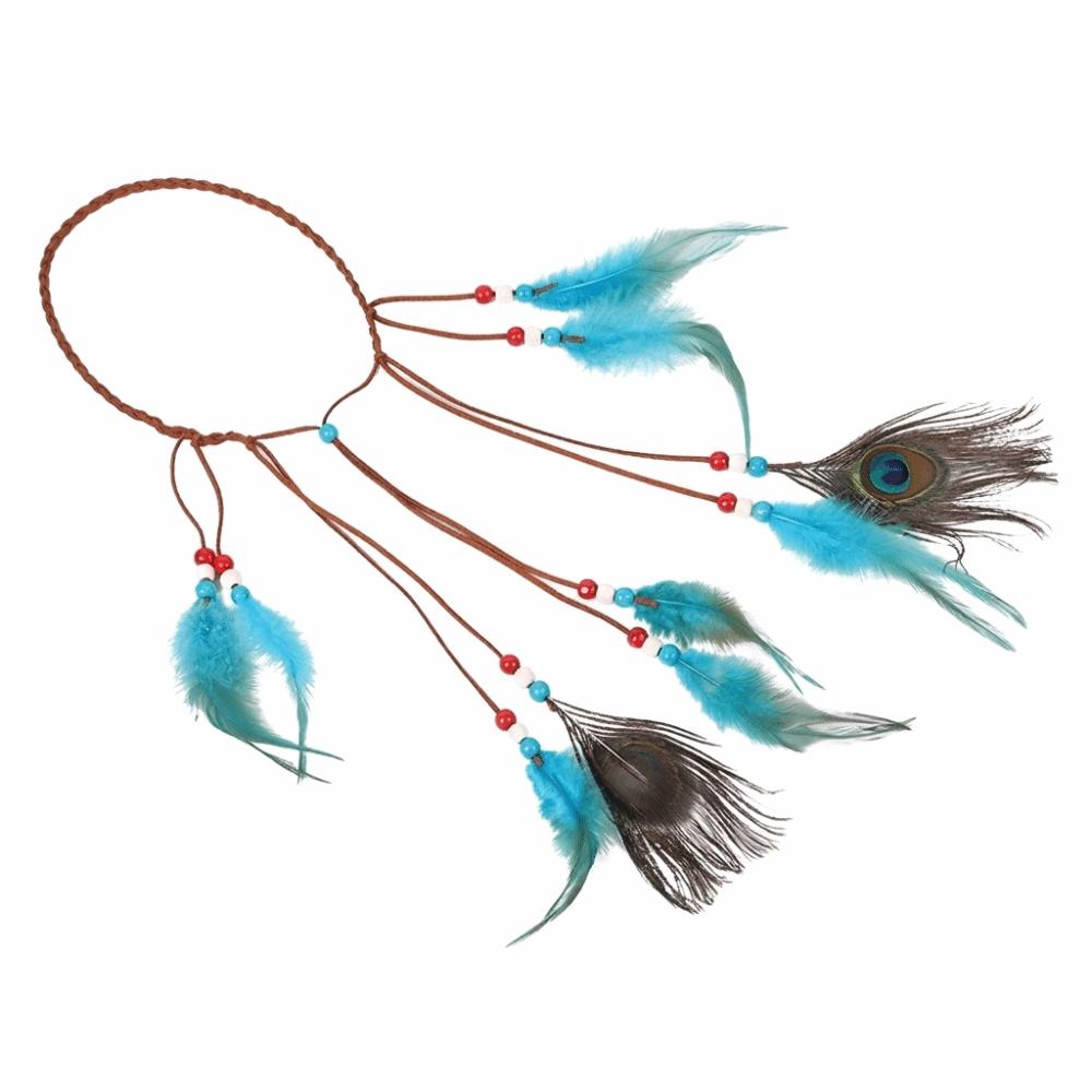 Intricate Beadwork Bohemian Tassel Headband Tribal Feather Hair Extensions Themed Photoshoot Props