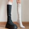 Women's White Calf Socks, Summer Thin Lace, Long Ballet Style Over-the-Knee Black Socks, Perfect for Boots