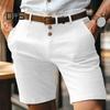 Men Shorts Mid-rise Buttons Zipper Fly Solid Color Shorts with Pockets Straight Leg Summer Casual Shorts Daily Wear
