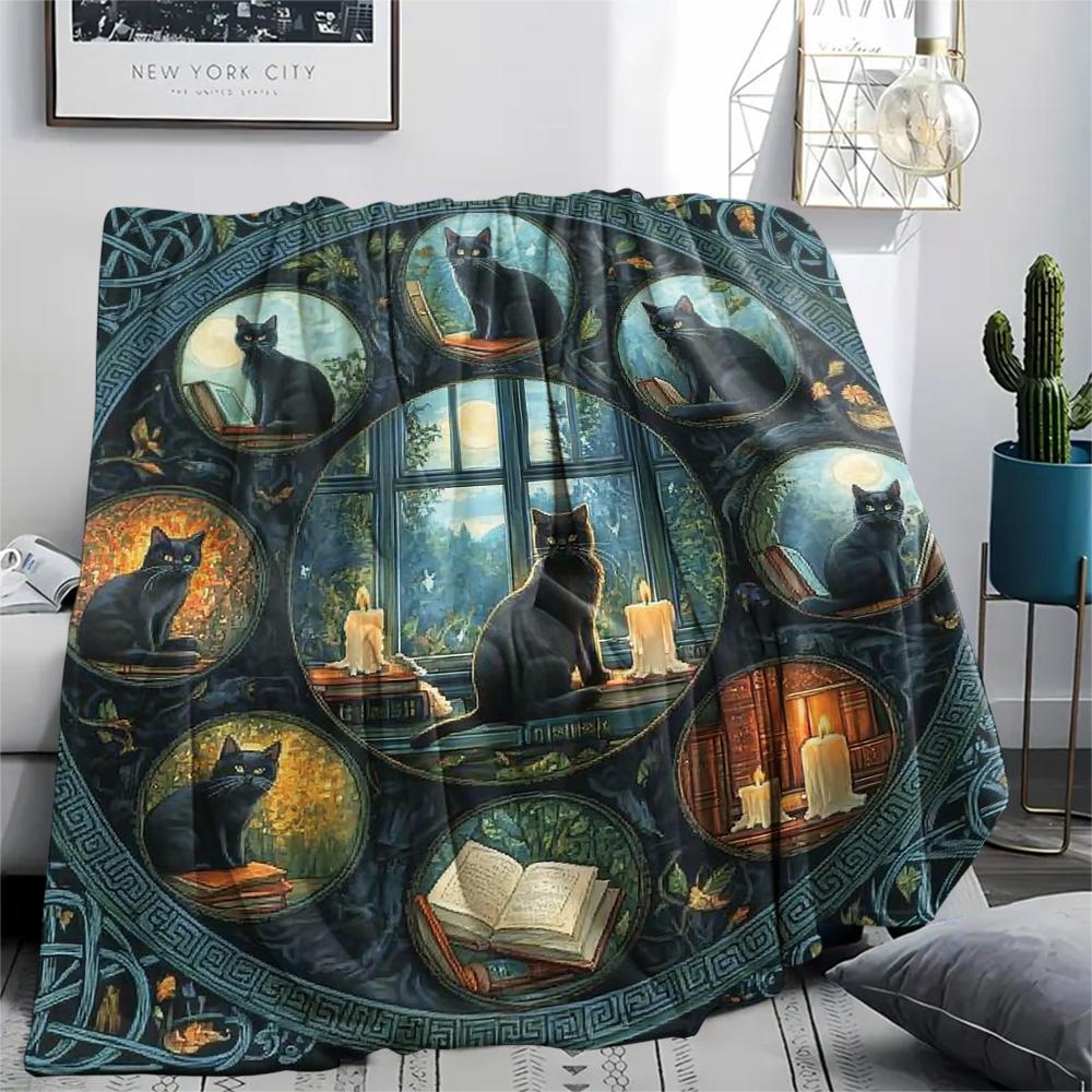 Tabby Cat Print Flannel Blanket, High quality Comfortable for All Seasons, Home Decor, Warmth and Comfort, Perfect for Christmas Gifts