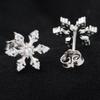 European & American S925 Silver Plated Snowflake Flower Stud Earrings for Women - Romantic & Sweet Christmas Fashion.