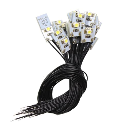 20-Pack White SMD 3528 Chip LEDs with Wiring and Resistors for Model Trains, Railways, Buildings, and Dioramas
