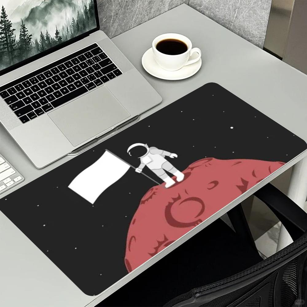 Space Astronaut Planet Starry Sky Art Pattern NonSlip Rubber Large Mouse Pad For Laptop Computer Gaming And Daily Office Use