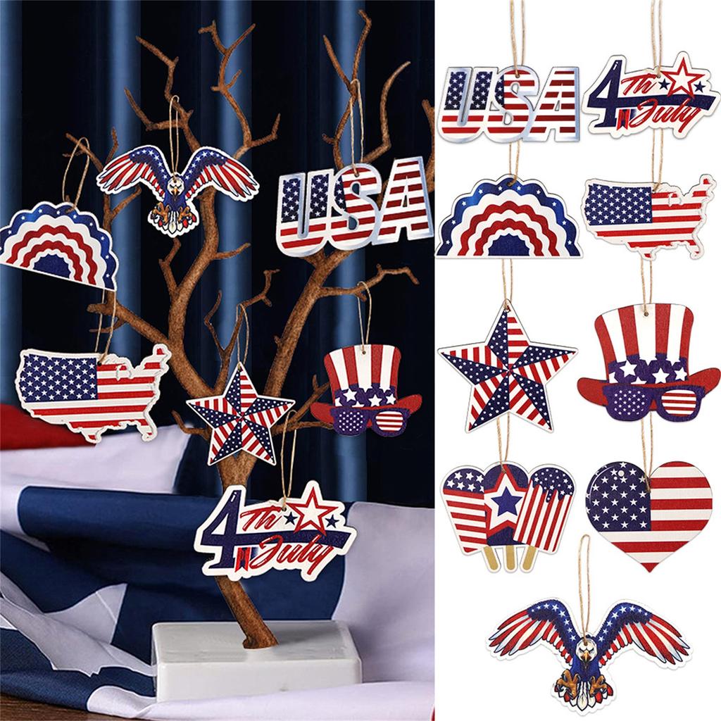 Wooden crafts, American Independence Day pendants, USA pentagram ornaments, themed party decorations, pendants