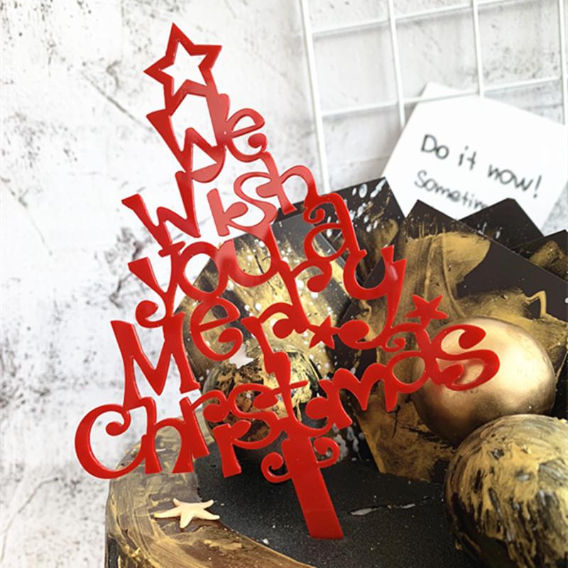 

Fancyfamily 1 PC Creative Christmas Tree Baking Cake Decoration Merry Christmas Acrylic Cake Card Insertion