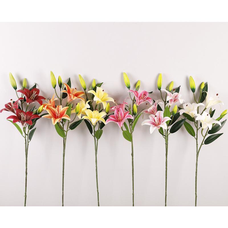 Indoor home furnishing hotel fake flower ornament wedding, simulated 6-head perfume lily flower