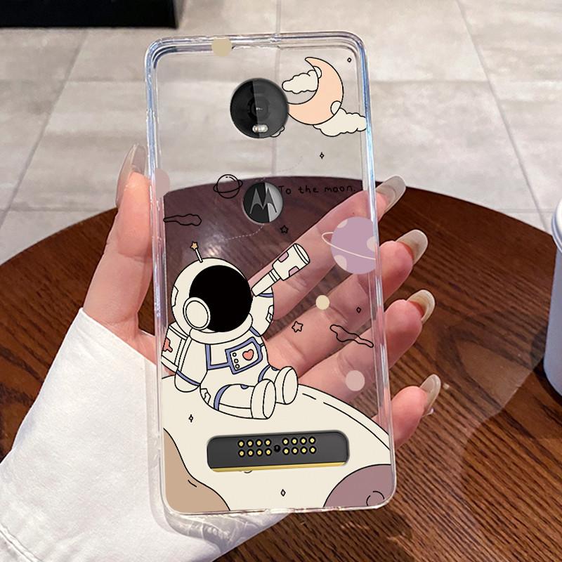 Hülle Für Motorola Moto Z4 Play Hülle Ästhetisch Mode Niedliche Katze Astronaut Weiches Silikon Schutzhülle Transparente Handyhülle