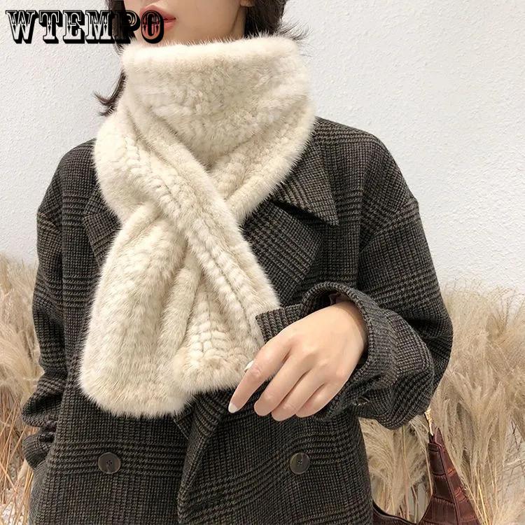 WTEMPO Women's Retro Elegant Versatile Thickened Plush Warm Scarves Furry Double-use Winter Faux Fur Casual Scarves