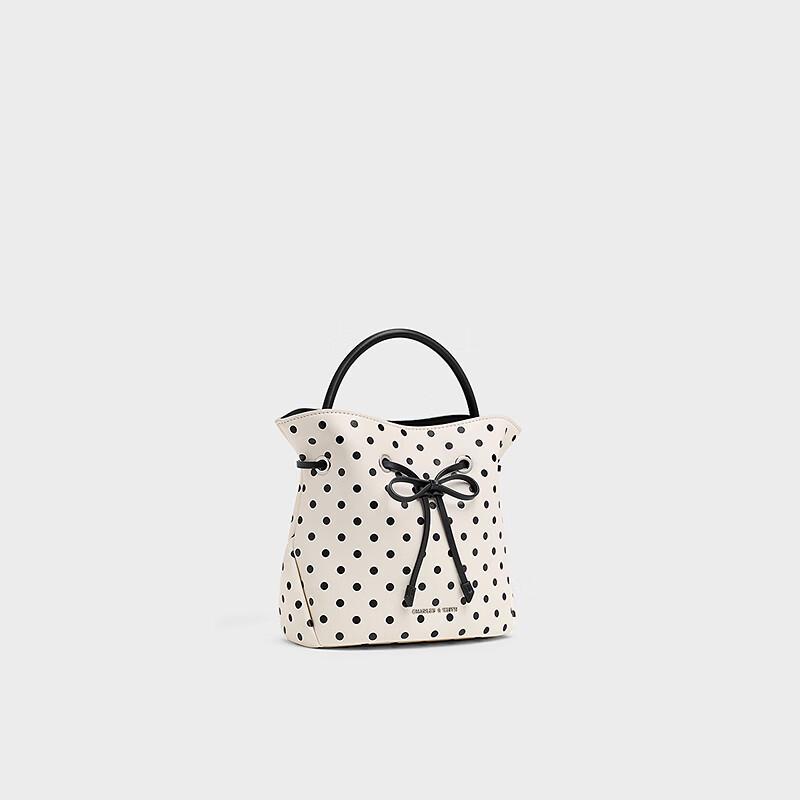 CHARLES & KEITH Polka Dot Drawstring Bucket Crossbody Bag