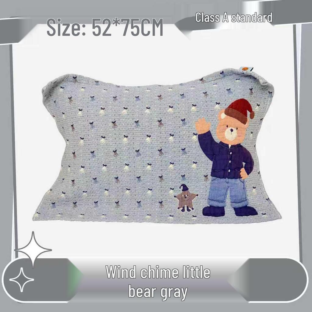 Cartoon Cotton Gauze Pillowcase Set: Soft, Breathable, Sweat-Absorbent Pillow Covers.
