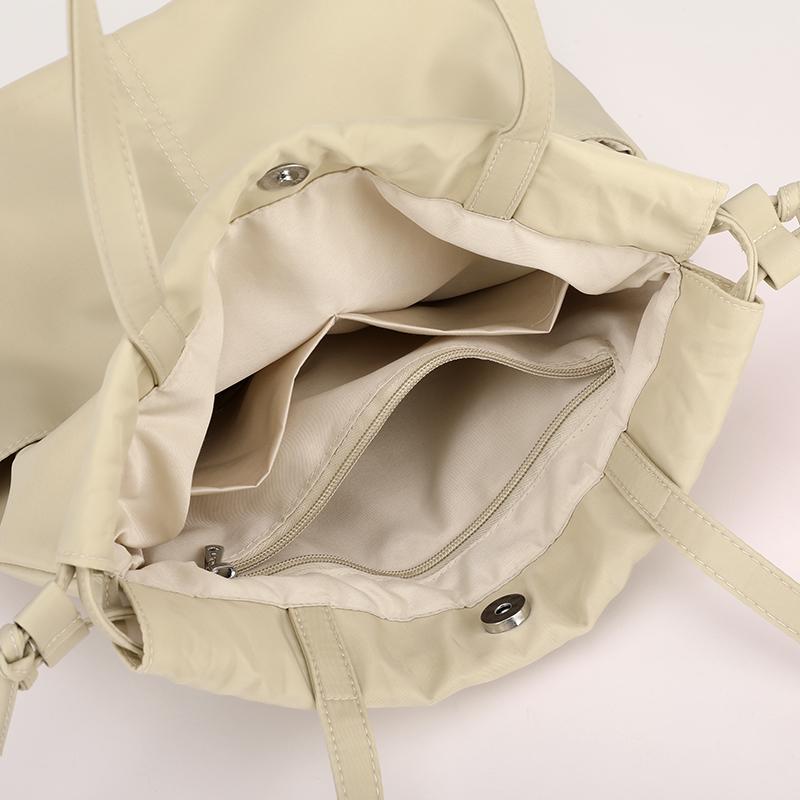 Drawstring Shoulder Bag Women's Handbag Lightweight Water-Repellent Nylon Tote Bag