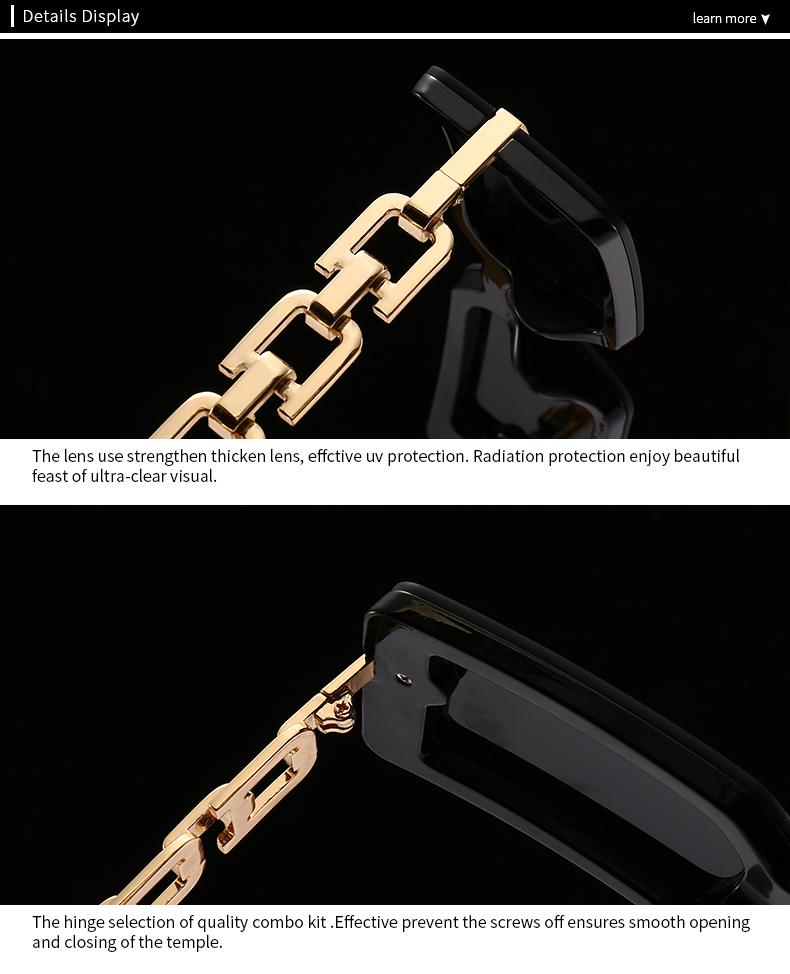  Metal Leg Square One-Piece Mirror Modern Retro Temple With Jumping Shape Decorative Sunglasses Lh043