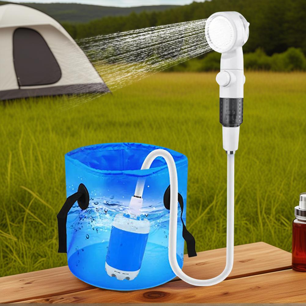 Portable Camping Shower Outdoor Camp Shower Pump with Digital Display Rechargeable Outdoor Shower Head Sprayer for Camping