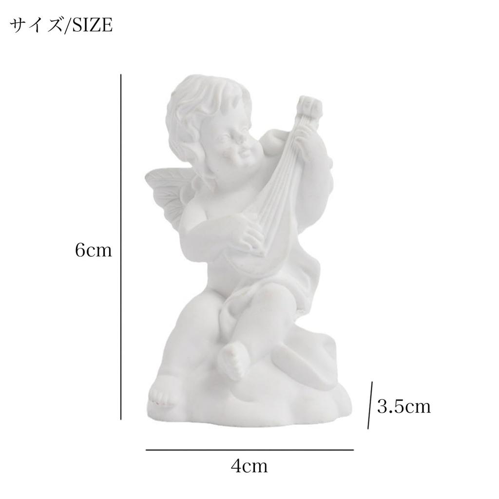 [Queen-b] Set of 4 Angel Figurines, Angel Objects, Interior Ornaments, Mini Decor, Cute, White Resin, Stylish Accessories