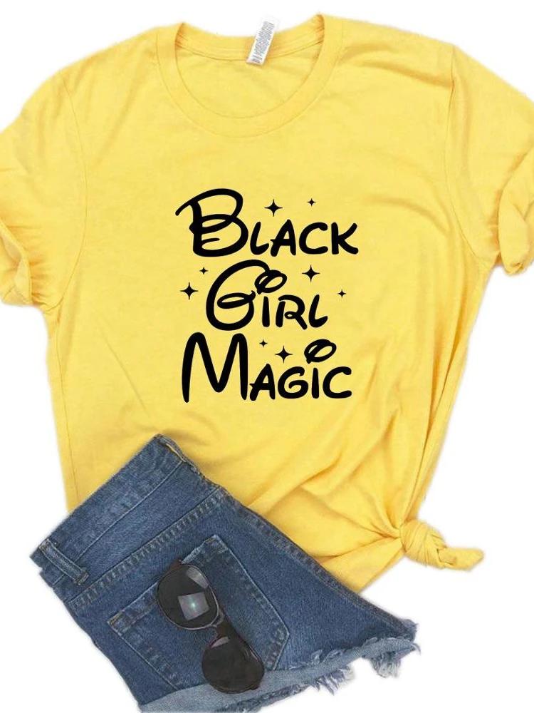 Women T Shirt Black Girl Magic Print Tshirt Women Short Sleeve O Neck Loose T-shirt Ladies Causal Tee Shirt Clothes Tops
