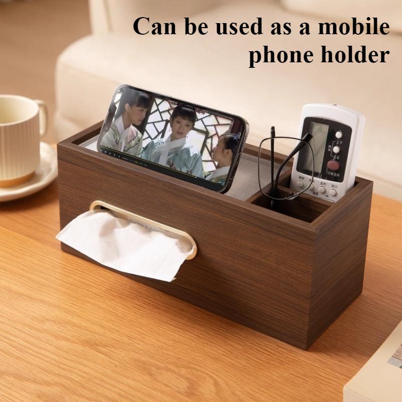 Wooden Tissue Boxes Living Room Desktop Tissue Box Restaurant Napkin Storage Box Multi-functional Home Organization Accessories