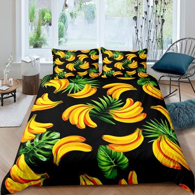 Tropische Bananen Bettbezug-Set Niedliches Bananen Pop Art Dekor Bettwäsche-Set für Jungen Mädchen Frucht Sommer Grafik Bettdeckenbezug-Set