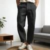 Heren Broek Middelhoge Taille Knop Rits Sluiting Casual Broek met Zakken Effen Kleur Losse Pasvorm Lichtgewicht Ademende Broek