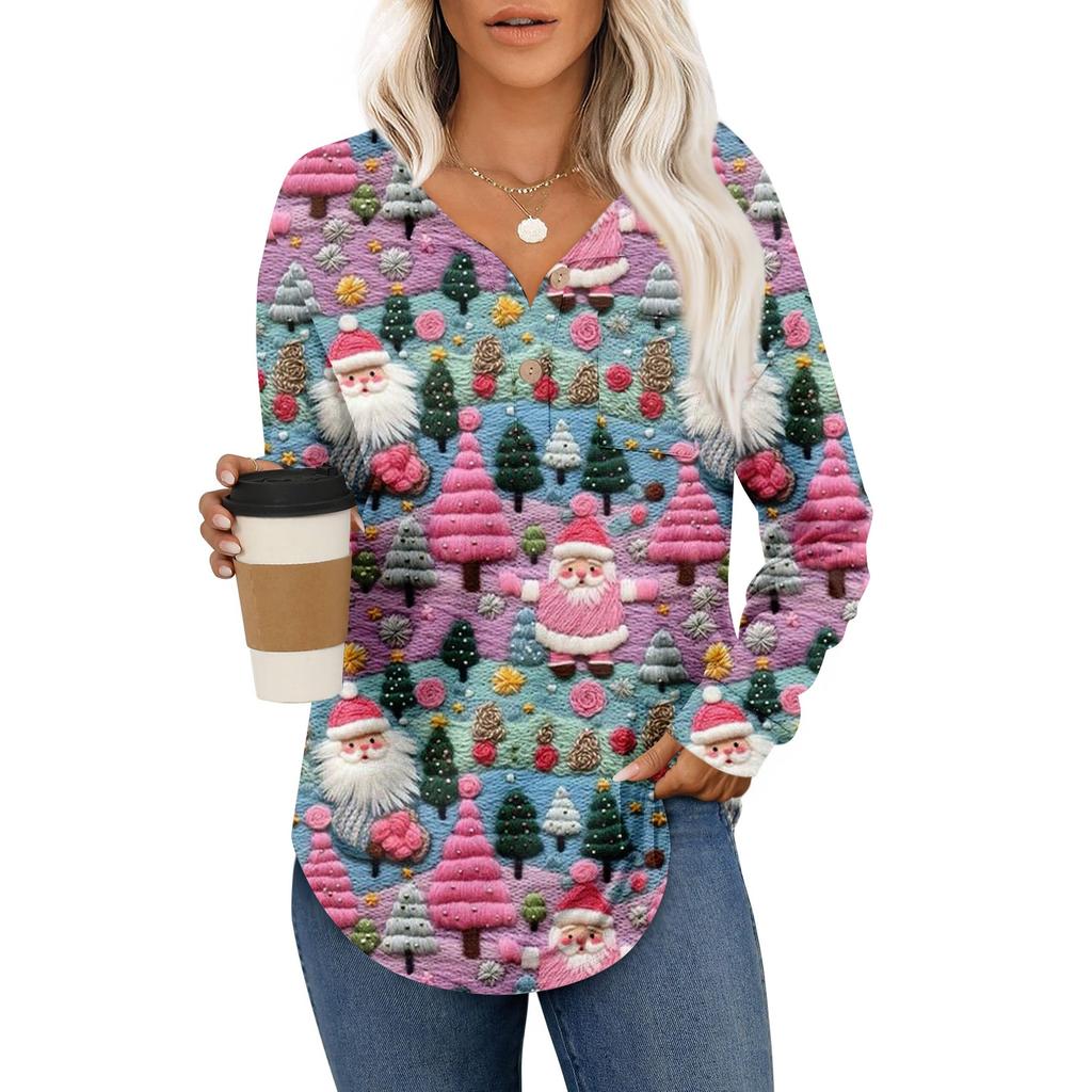 Women's Retro Printed Fashionable Long-sleeved Top