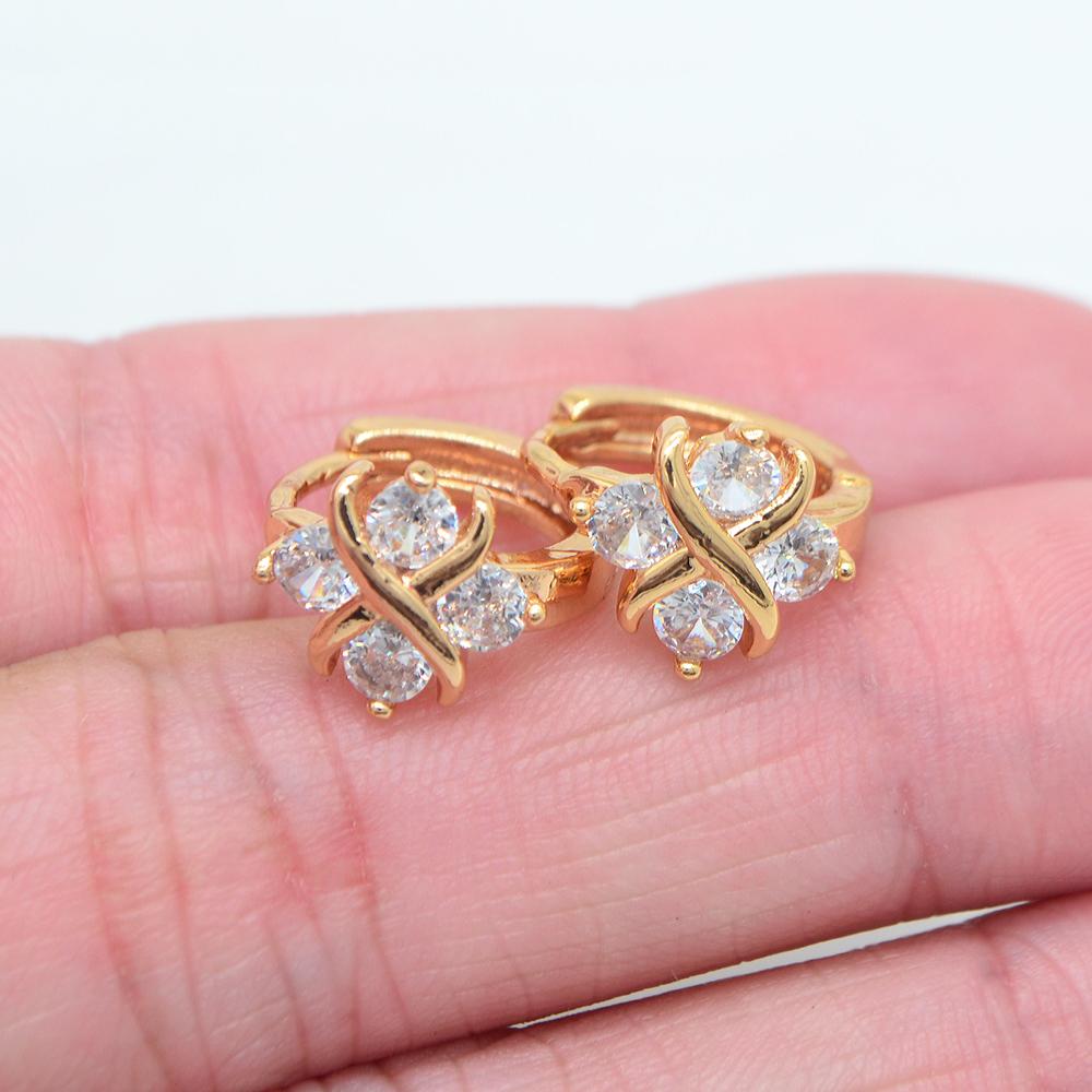 Women Fashion Rainbow Zircon CZ Infinite Symbol Huggie Hoop Earrings Jewelry