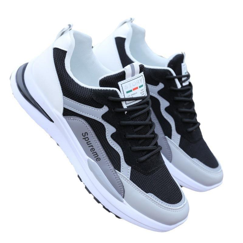 2025 summer breathable men's shoes new men's mesh sports leisure running student little white dad high tide shoes