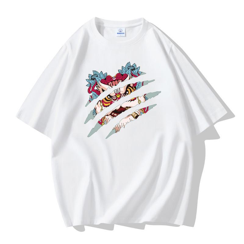 Opera Mask Pattern Men's Short Sleeves Loose Tee 100% Cotton T-shirt Large Size