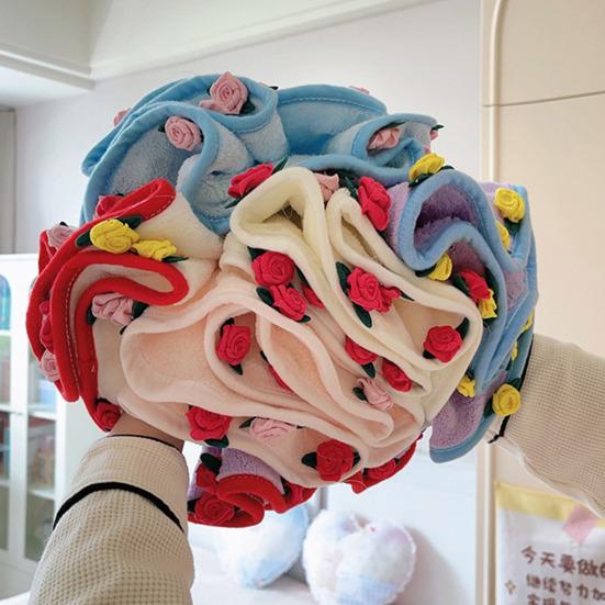 Rose Bouquet Hand Towel Hanging Hand Wipe Cloth Absorbent Decorative Hand Towel with Hanging Loop for Kitchen Bathroom