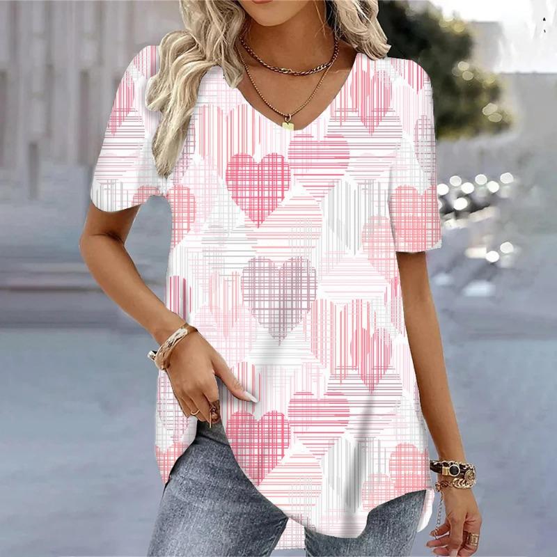 Sommer Süße Ananas Frische 3D Digital Gedruckt Locker Lässig V-Ausschnitt Kurzarm Damen T-Shirt Top