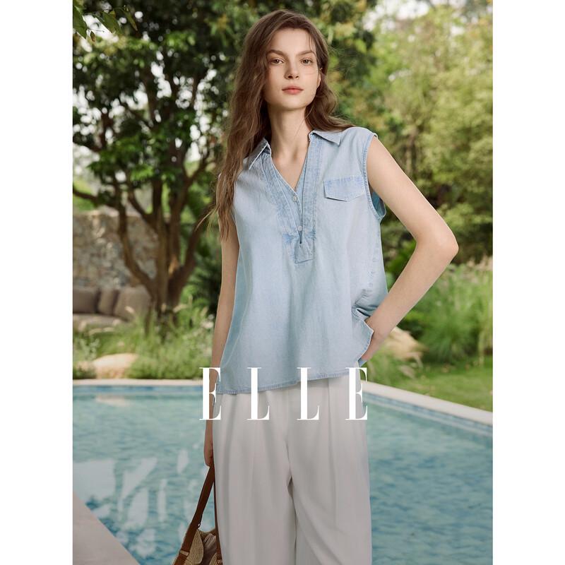 ELLE Women s Sleeveless Denim Shirt S