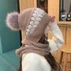 Scarf Hat, Women'S Autumn Winter Hat Scarf All-In-One Fleece Thickened Korean Style Versatile Japanese Ear Protection Warm Hat