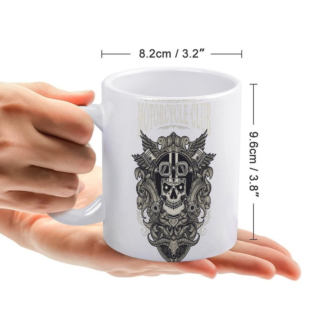 11oz White Glossy Coffee Cup with Durable Ceramic Build and Double-Sided Print, Ideal for Home Kitchen or Office Desk Drinks