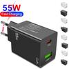 55W GaN PD Fast Charger for Mobile Phones | EU/US/UK Adapter
