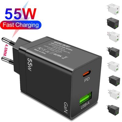 55W GaN PD Fast Charger for Mobile Phones | EU/US/UK Adapter
