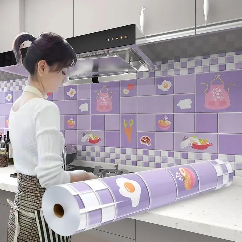 Kitchen Stove Oil-proof Sticker Waterproof High Temperature Resistant Wallpapers Kitchen Decoration Self Adhesive Contact Paper