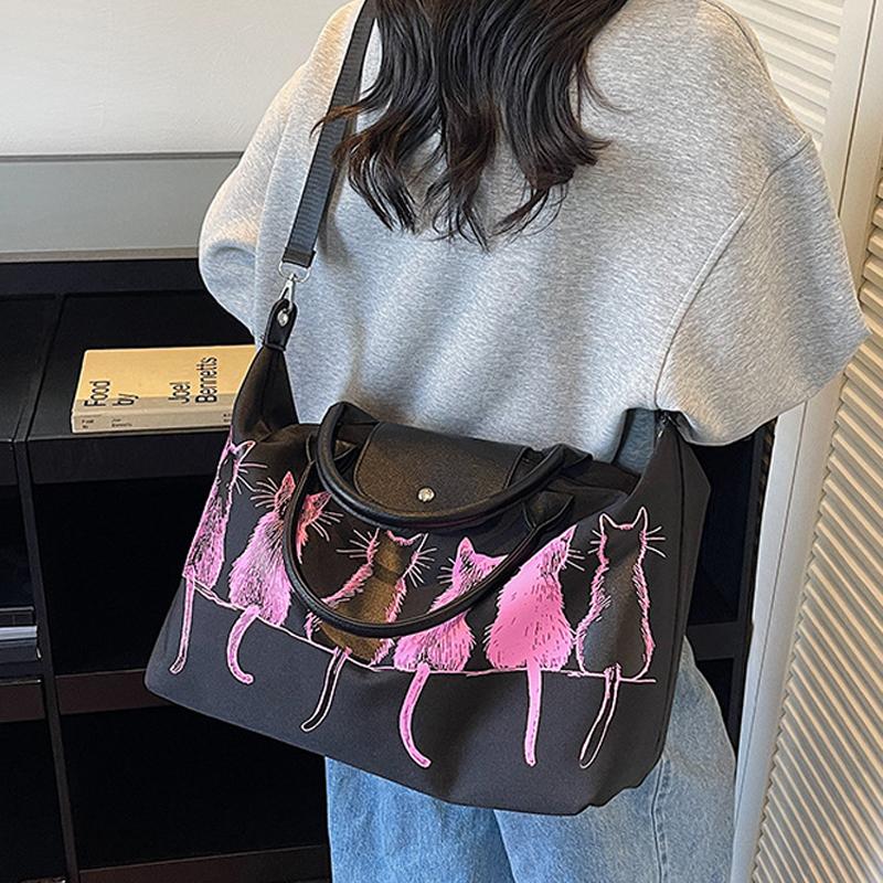 Women Crossbody Bag Shoulder Bag Cat Print Travel Cute Creative Student School Bag Travel Simple Fashion Travel Bag