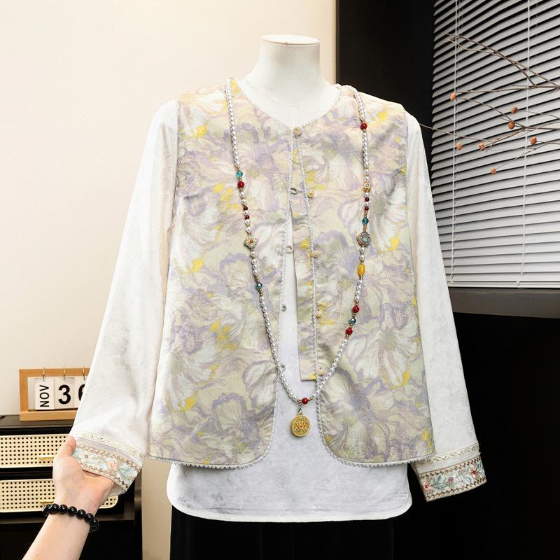

2026 Stylish Spring Vest and Wide-Legged Pants Set for Middle-Aged and Elderly Women 5XL (145-160 jin)