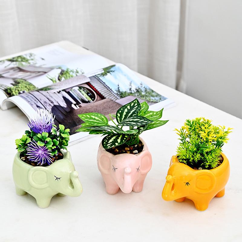 Niedlicher Elefanten-Blumentopf, Sukkulententopf, Keramik-Pflanzgefäß, Heimdekoration, Desktop-Ornament, Bonsai-Blumentopf, Gartendekoration